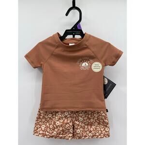 NWT Modern Moments Toddler Boys Rashguard and Swim Trunks 12M
